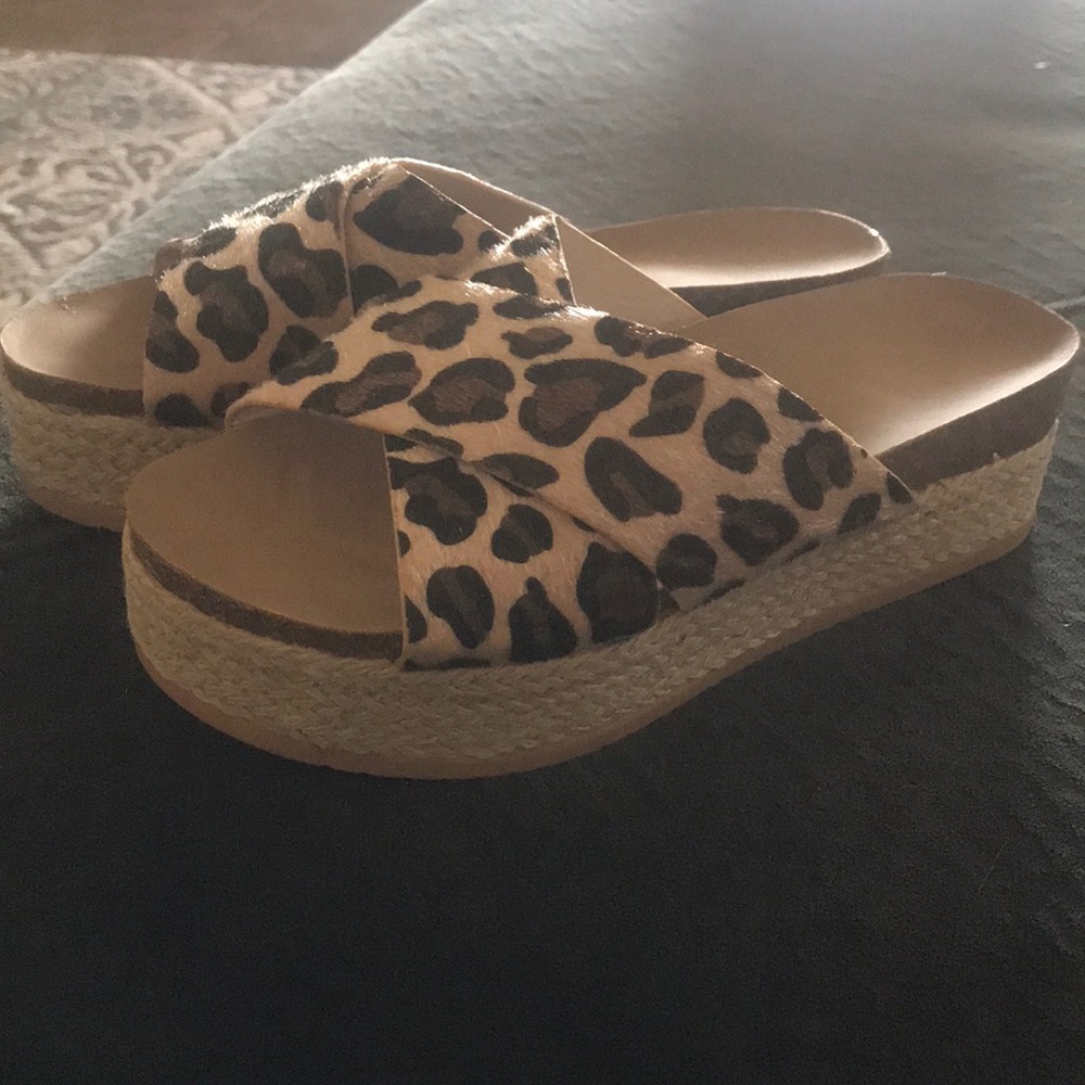 Leopard animal print slip on espadrilles